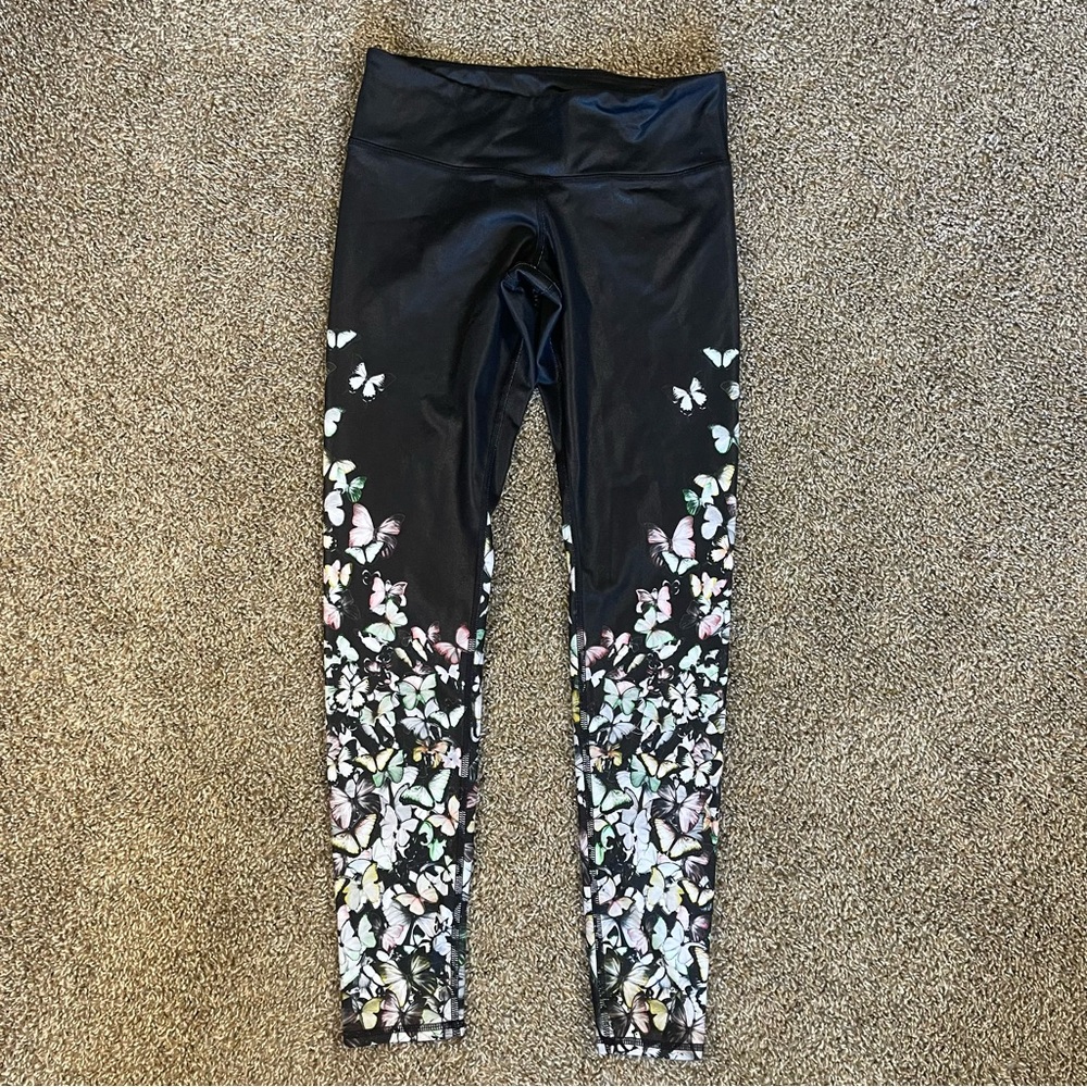 Alo Yoga Gypset Goddess Leggings Black Butterfly Women’s Size Small 27” Athletic